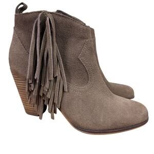 Steve Madden Cian Womens Western Fringe Ankle Boots Booties Brown Shoes sz 7.5